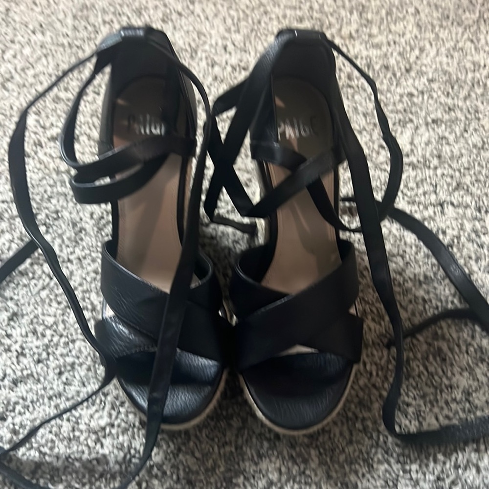 Black Lace-Up Platform Sandals - Women